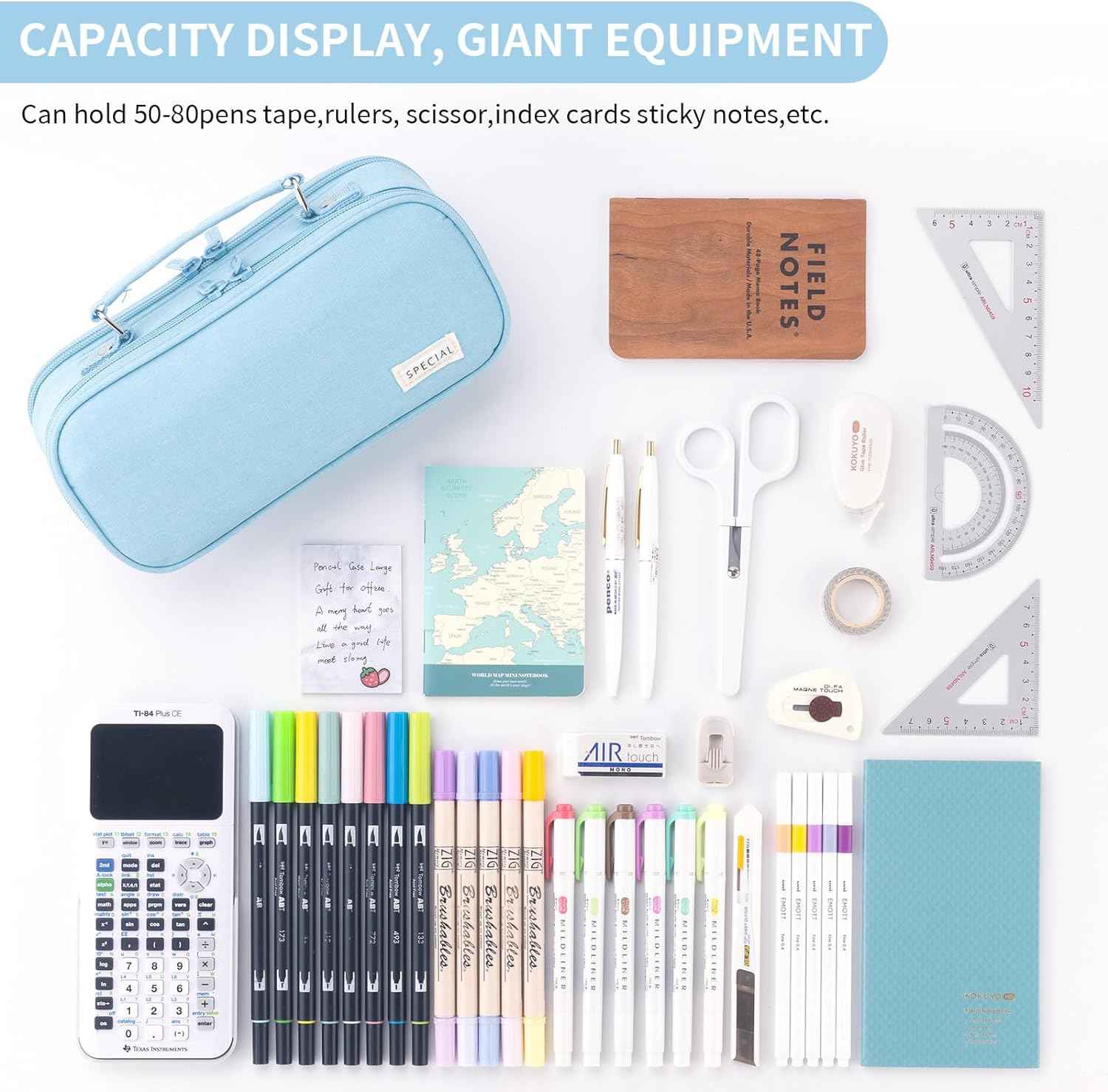 Large Capacity Pencil Case Double Zipper Storage Bag - TTpen