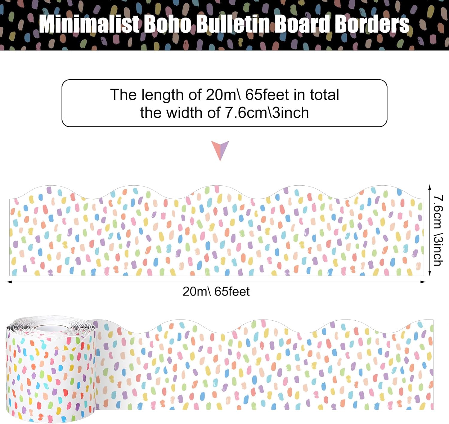 65 Feet Bulletin Board Dots Decorative Trim Borders