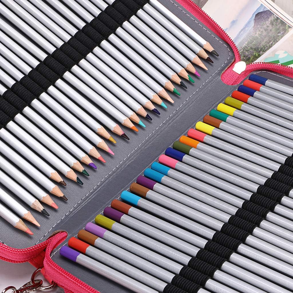 200 Slots PU Leather Pencil Case Holder Organizer