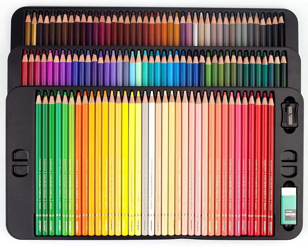 NYONI Professional 120 Colored Drawing Pencils Tin Box