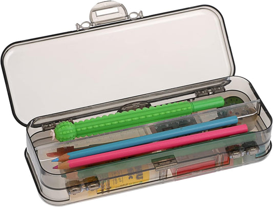Double Deck Pencil Case Clear Plastic Stationery Box
