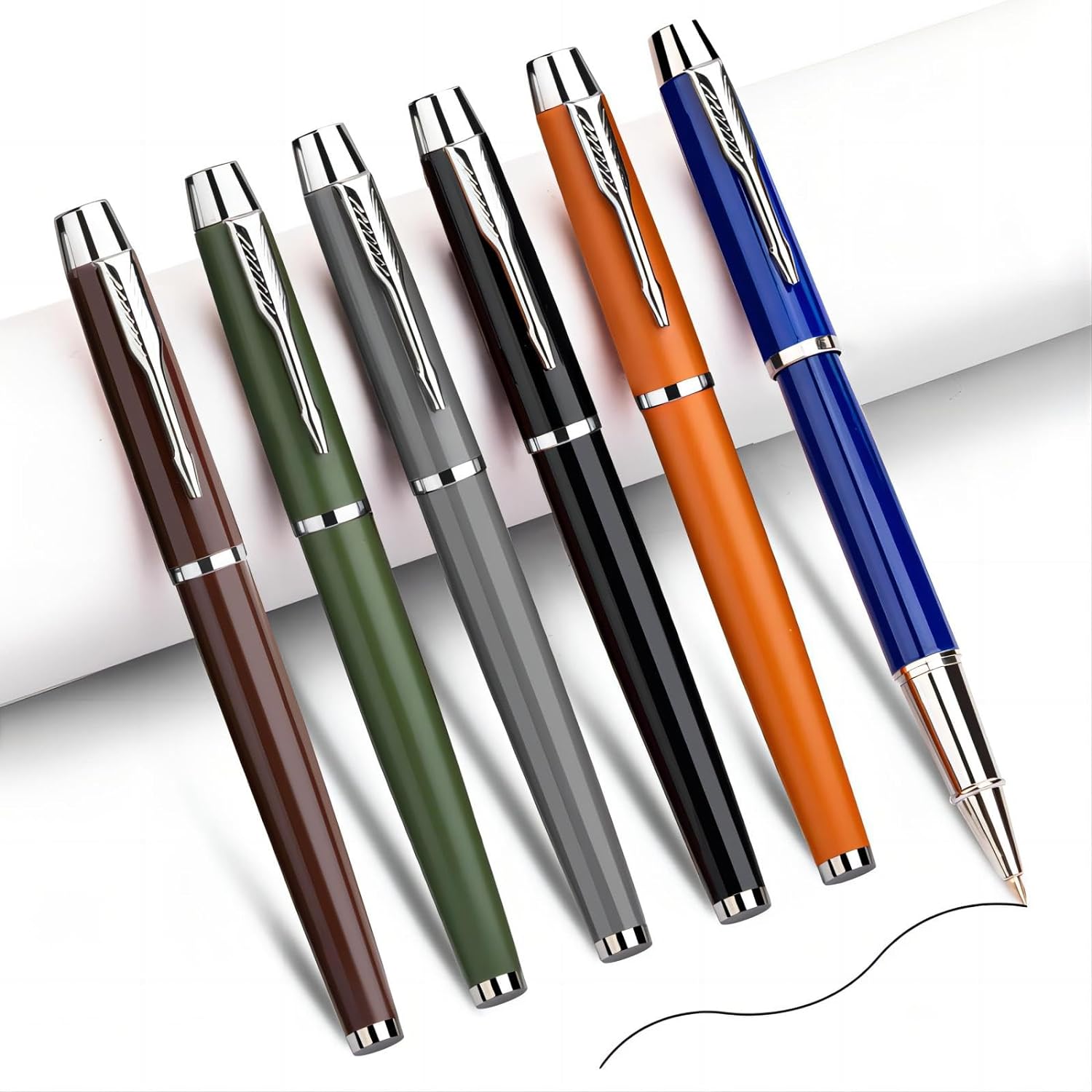 6pcs Luxury Metal Fine Point Ballpoint Pens,Black Ink