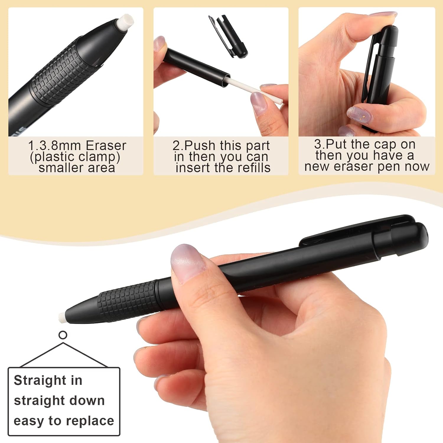 Mechanical Retractable Pen Style Eraser with Refill