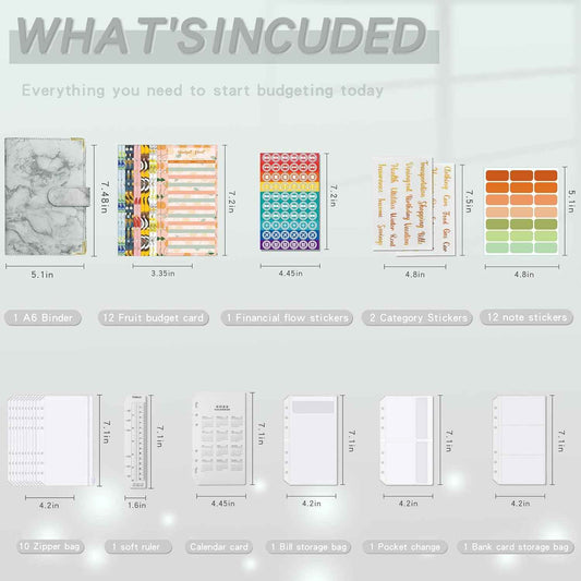 A6 Budget Binder with 12pcs Zipper Cash Envelopes Money Organizer - TTpen