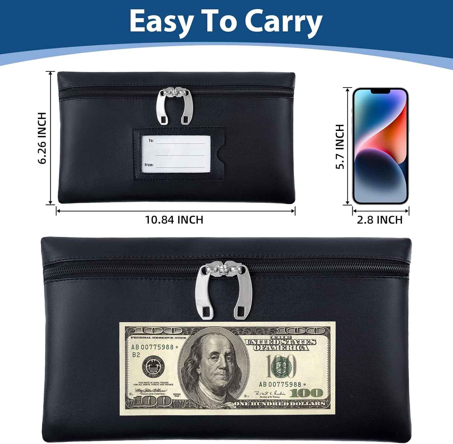 4 Pack Money Bags with Zipper for Cash,Deposit with Window Waterproof - TTpen
