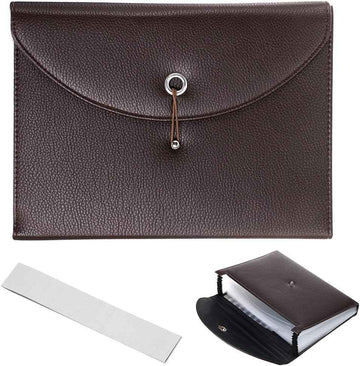 PU Leather 13 Pockets A4 Paper Expanding File Folder Document Organizer - TTpen