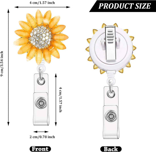 Retractable Sunflower Badge Reel Holder with Alligator Clip 2 Pack - TTpen