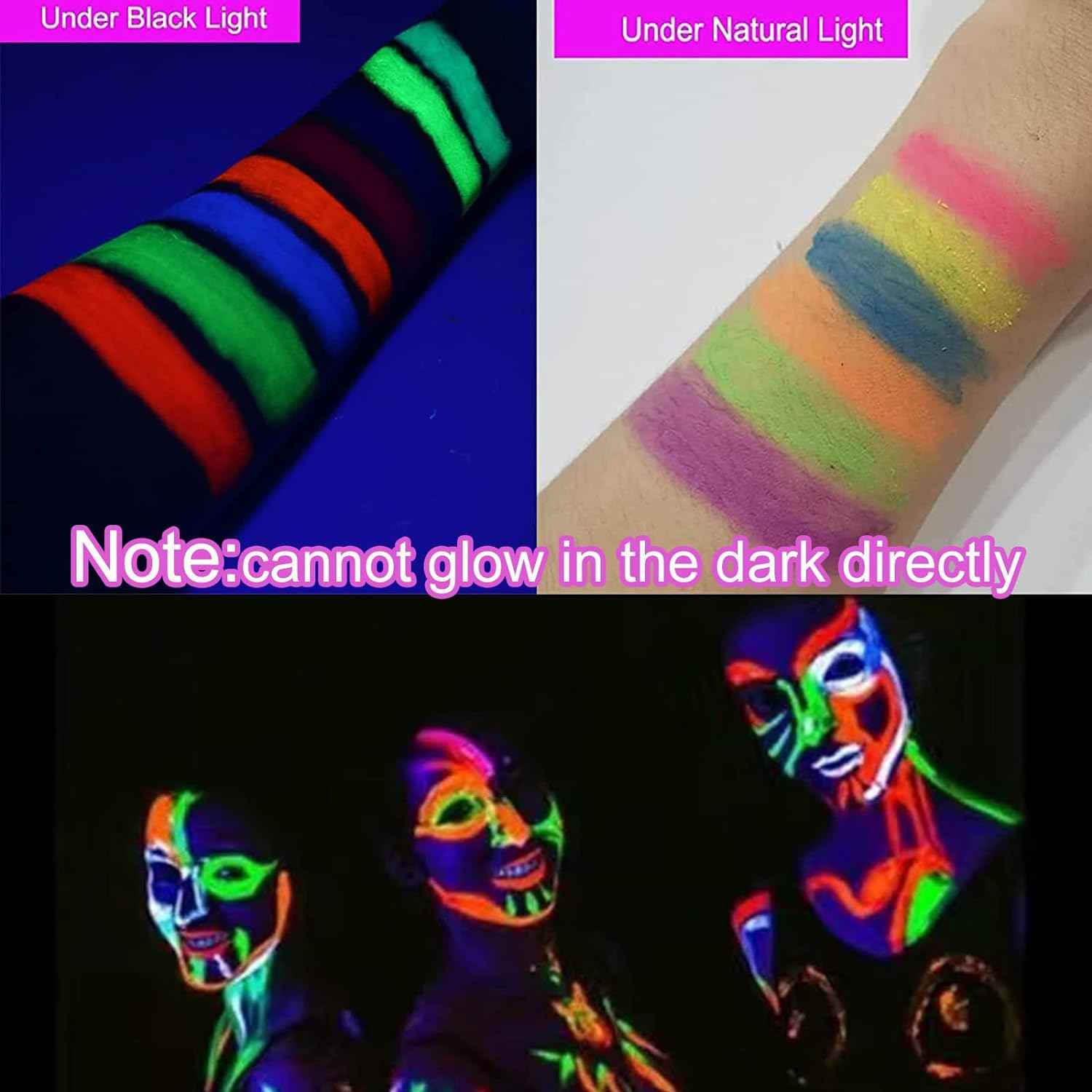 6 Color Glow in The Black Light UV Face Paint Crayon Markers for Kids - TTpen