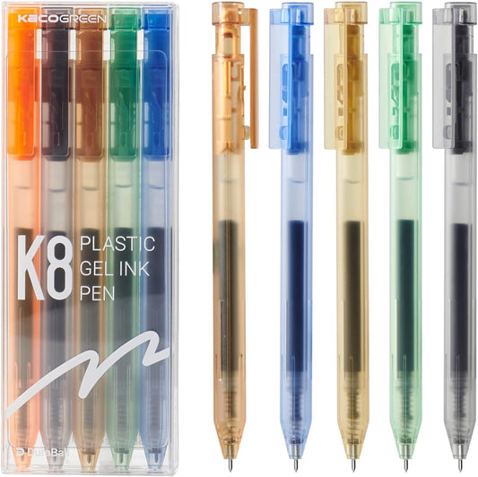 Kaco K8 Retractable Colored Gel Ink Pens 5 Pack