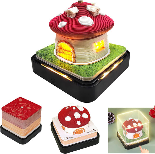 2024 Time Piece Mushroom Calendar Memo Pad with LED Lights