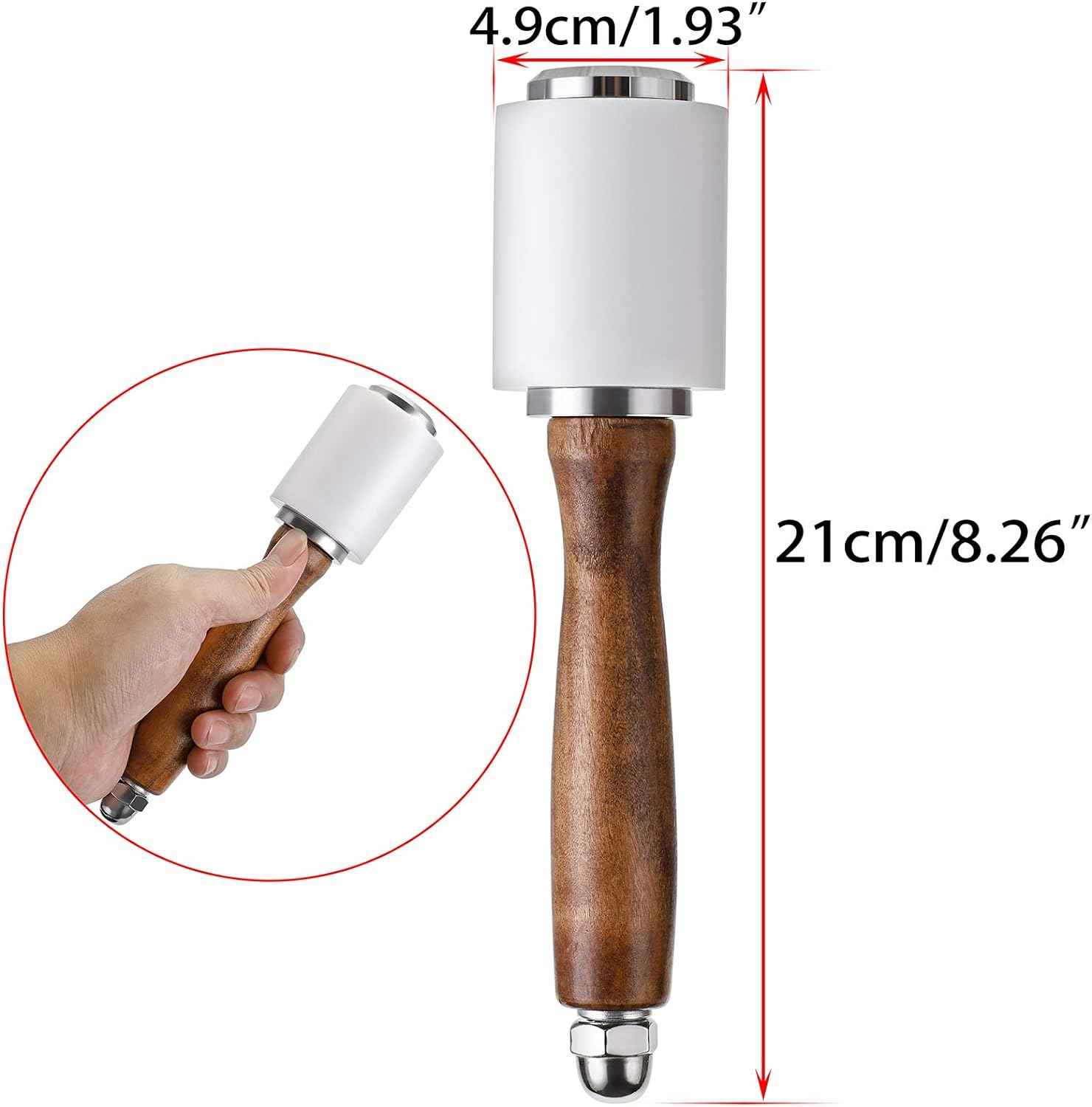 Wooden Handle Nylon Hammer Leathercraft Carving Cowhide Tool Kit - TTpen