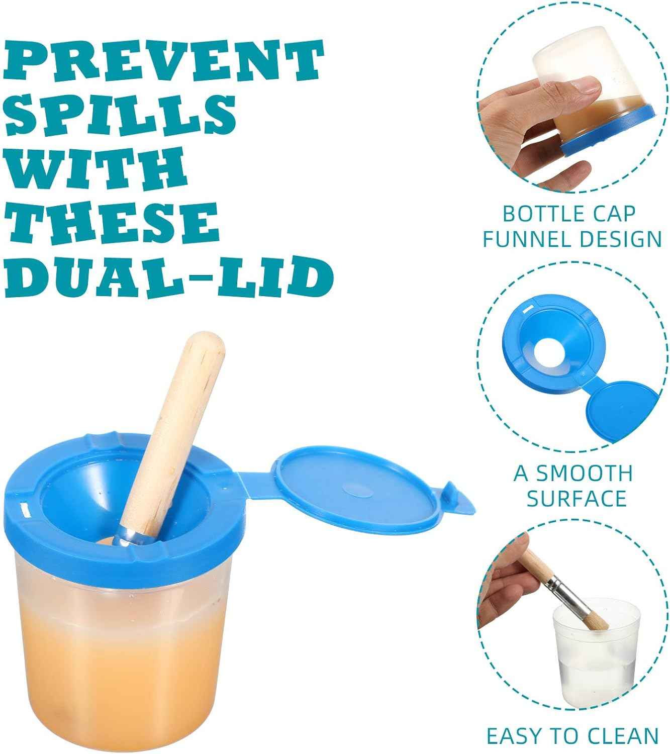 24 Color Non-Spill Paint Cups for Kids with Flip Open Lids Set - TTpen