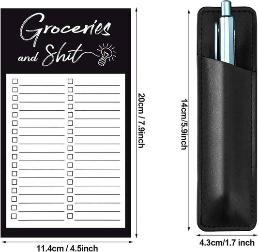 Grocery List Memo Magnet Refrigerator Notepad with 1 Piece Pen Holder - TTpen