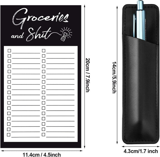 Grocery List Memo Magnet Refrigerator Notepad with 1 Piece Pen Holder
