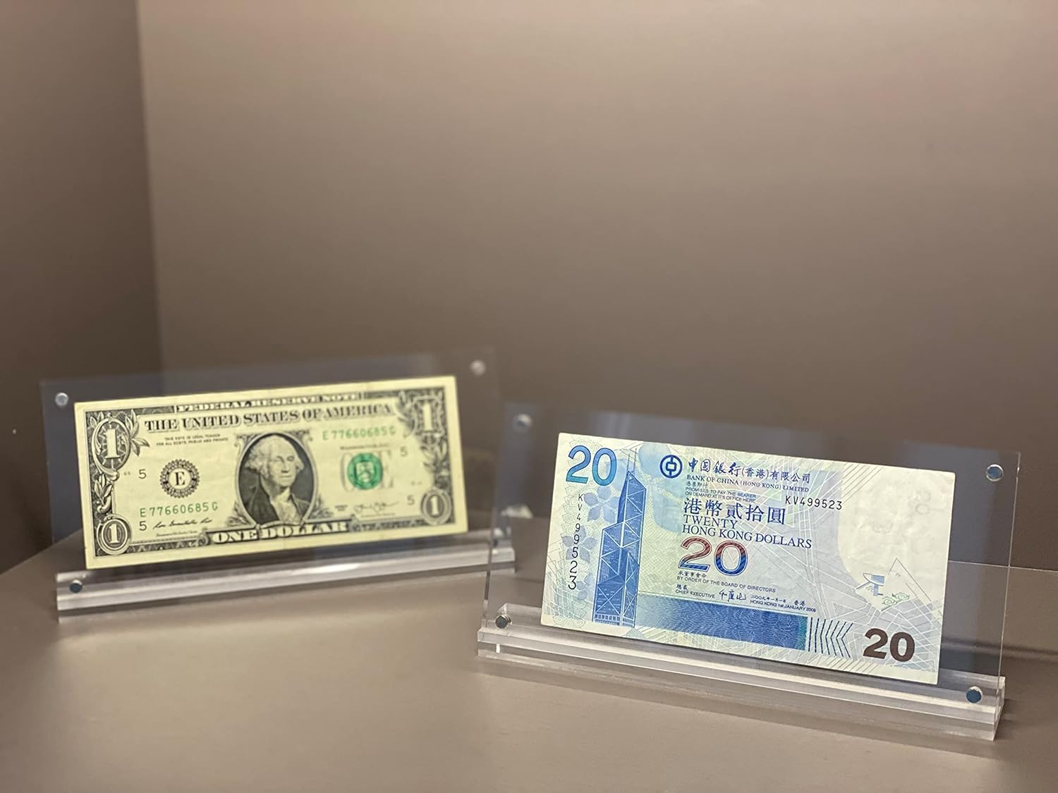 Acrylic Dollar Bill Frame Money Holder 2 Pack