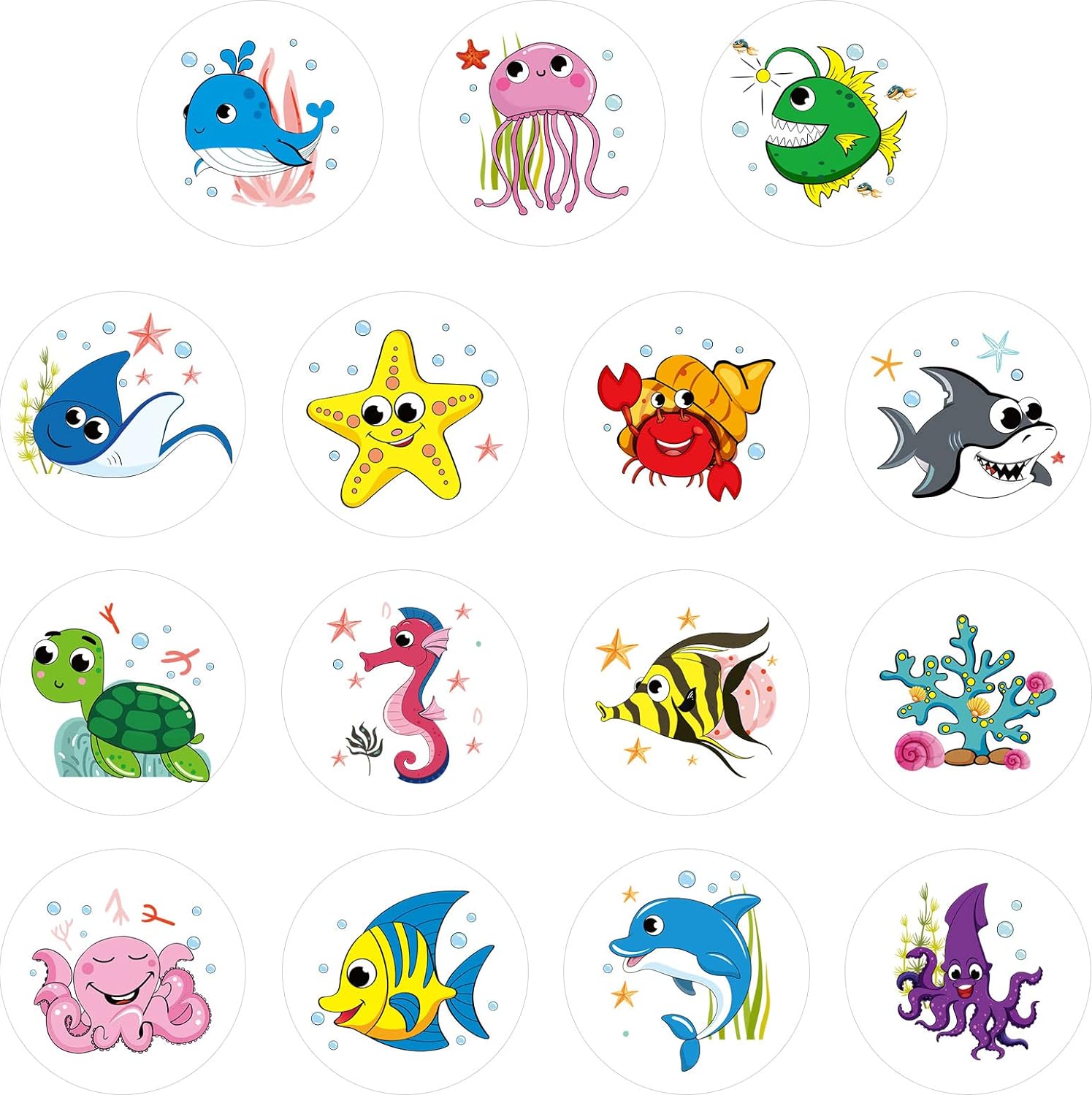 1000Pcs Round Sea Ocean Animal Stickers,1.5 Inch