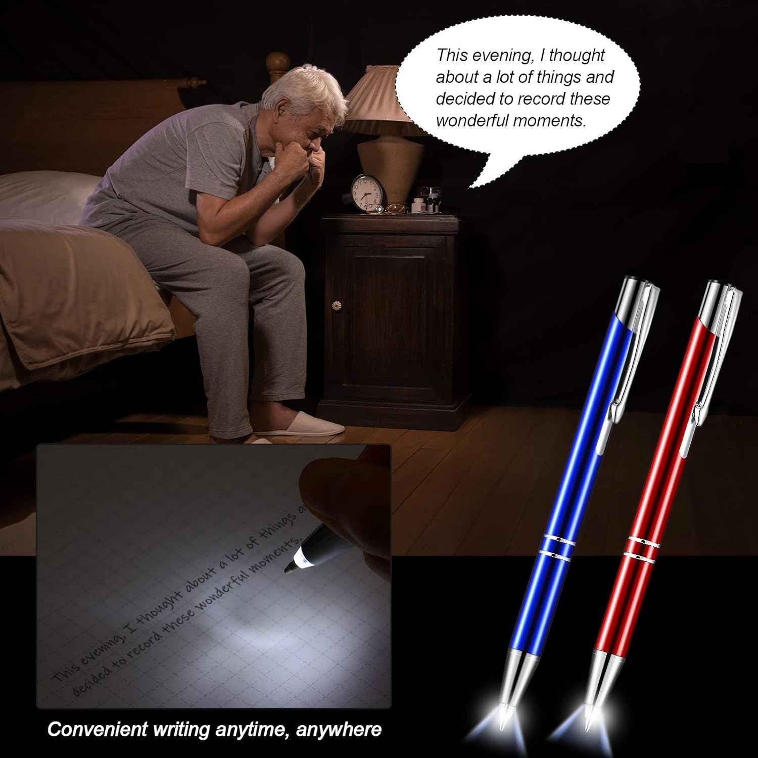 4 Pack Ballpoint Pens with LED Light for Writing in the Dark - TTpen