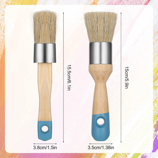 2 Pack Chalk and Wax Paint Brush Tool Flat and Round