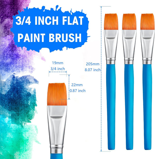 10 Pieces 3/4 Inch Flat Acrylic Paint Brushes for Kid Adult