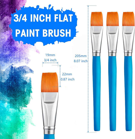 10 Pieces 3/4 Inch Flat Acrylic Paint Brushes for Kid Adult - TTpen