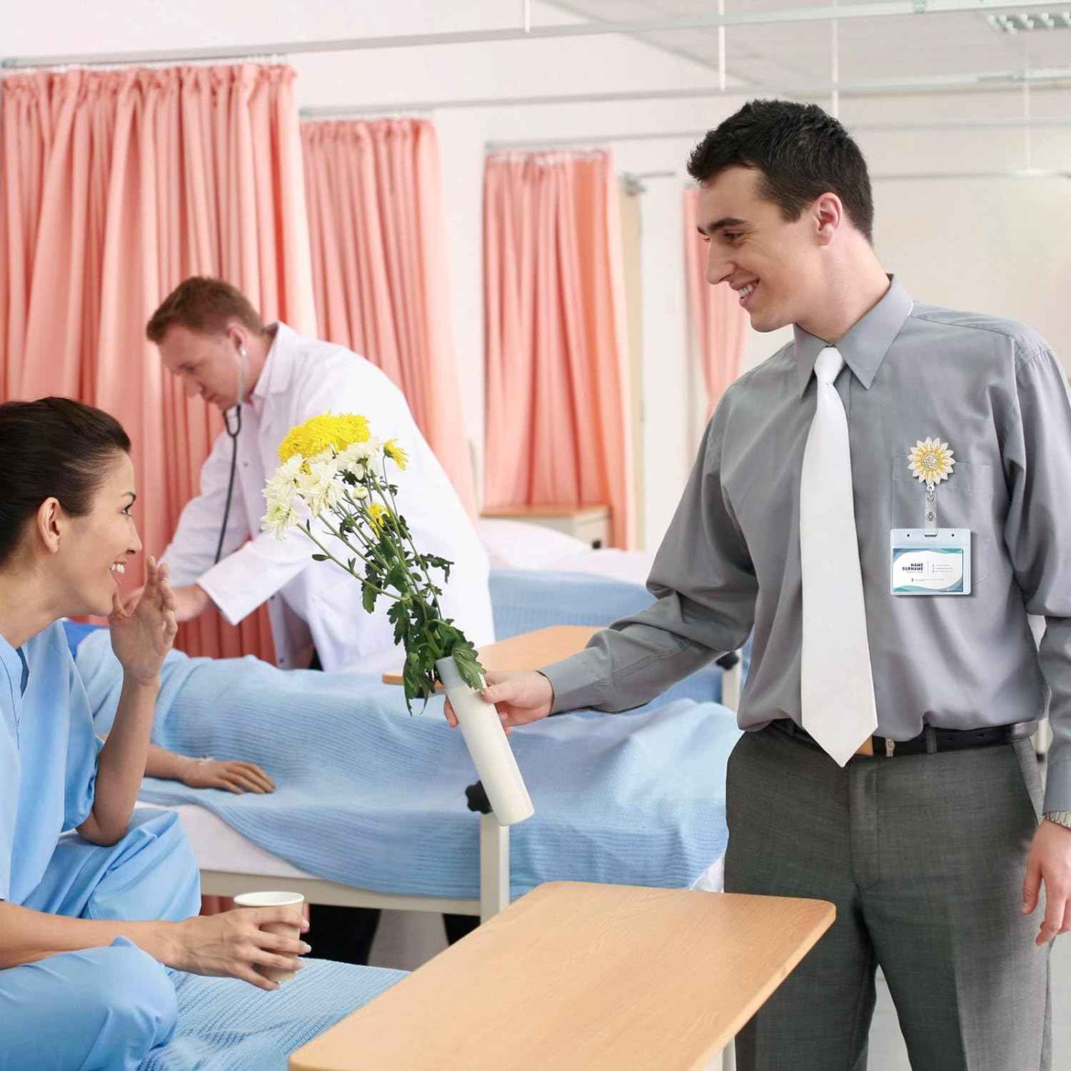 Retractable Sunflower Badge Reel Holder with Alligator Clip 2 Pack - TTpen