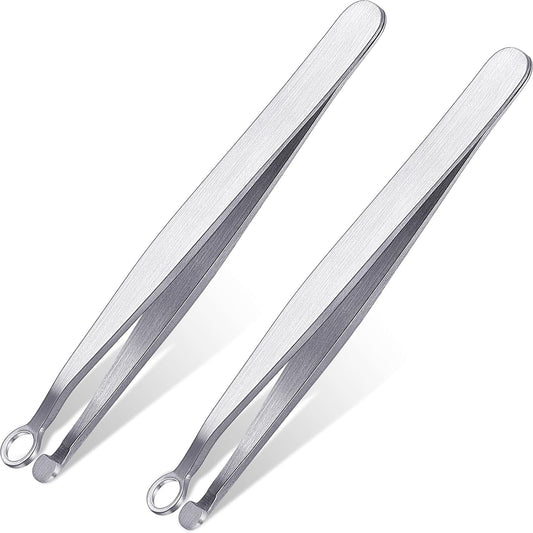 Nose Hair Tweezers Stainless Steel Round Head 2 Pack Silver