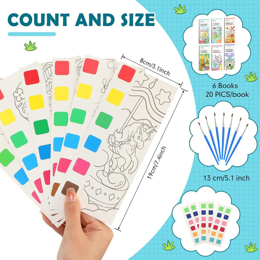 6Pcs Pocket Watercolor Painting Book for Kids