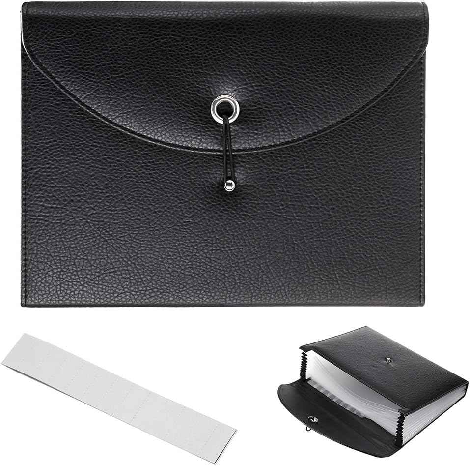 PU Leather 13 Pockets A4 Paper Expanding File Folder Document Organizer - TTpen