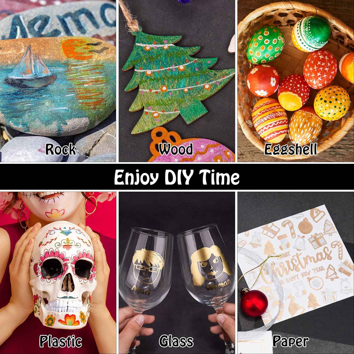 12 Colors Super Golden Metallic Marker Paint Pen Set 2-3mm Fiber Tip - TTpen