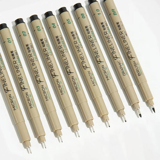M&G 9Pcs Micron Fineliner Pens Needle Tip Markers Black Ink