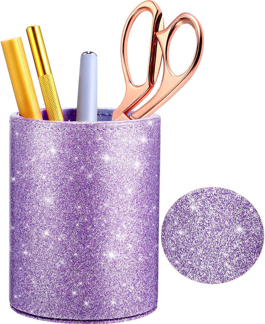 PU Glitter Pen Holder Shiny for Women Girls,Luxury Makeup Brush Holder
