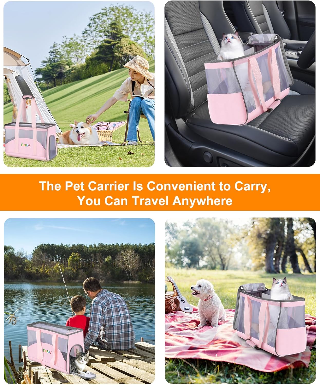 FunAdd Pet Pet Carrier,Airline Approved,for Small Dogs and Cats