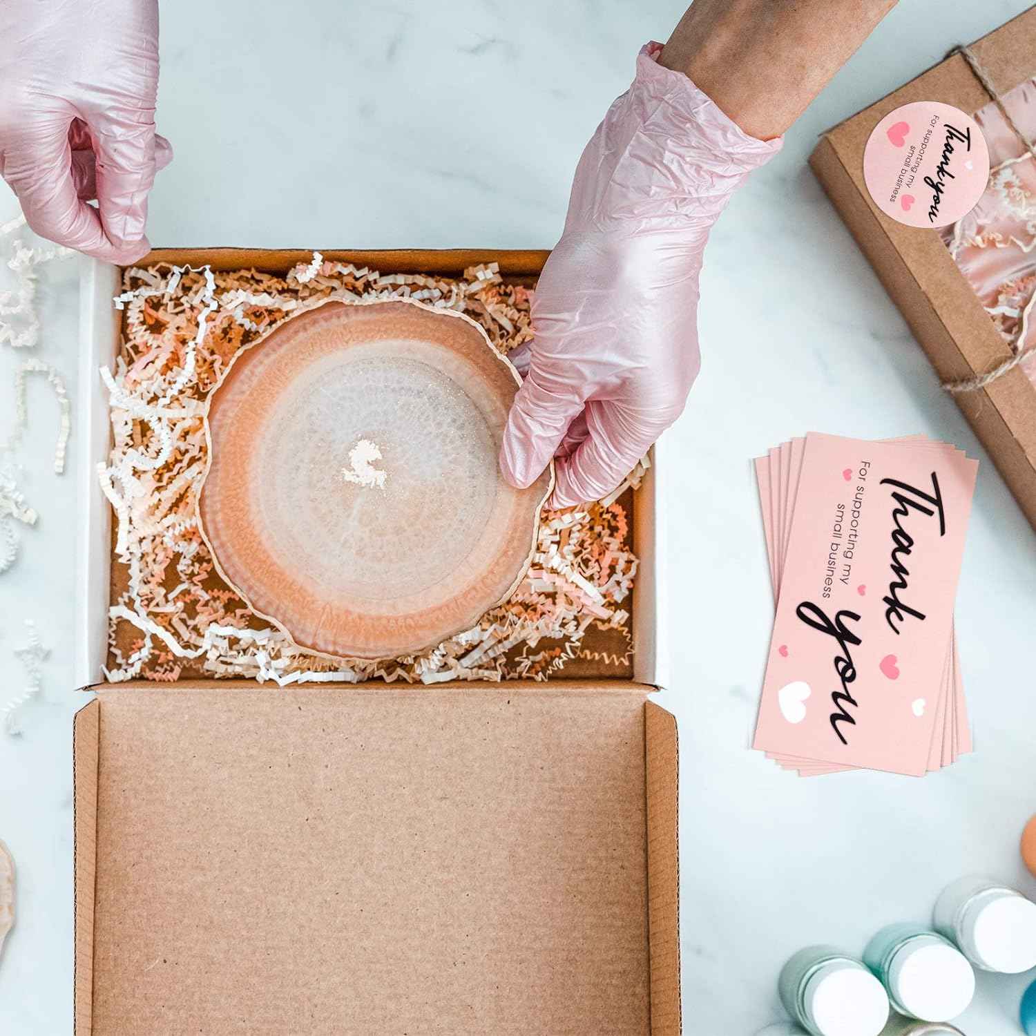 100 Pieces Thank You for Supporting My Small Business Card and 500 Pieces Stickers - TTpen