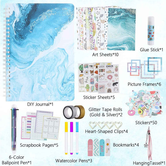 DIY Journal Set for Girls Ages 8-13 and Up - Blue Wave - TTpen
