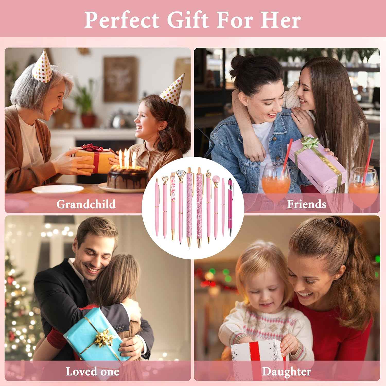 10Pcs Ballpoint Pens Set Party Favors for Kids Purple Pink Pens Gifts - TTpen