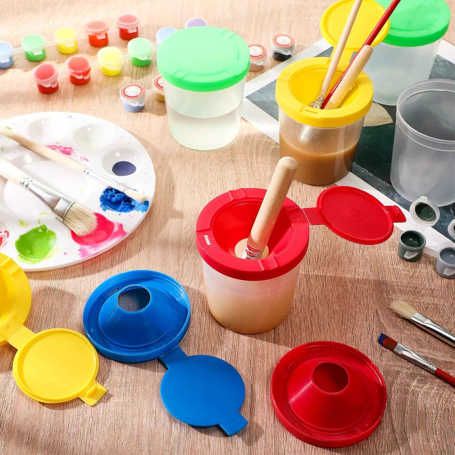 24 Color Non-Spill Paint Cups for Kids with Flip Open Lids Set - TTpen
