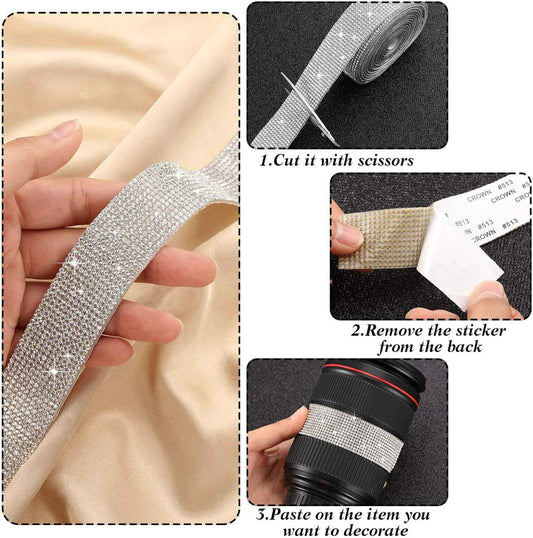 Self Adhesive Rhinestone Strips Crystal Ribbon Sticker Wrap for DIY Car Phone - TTpen