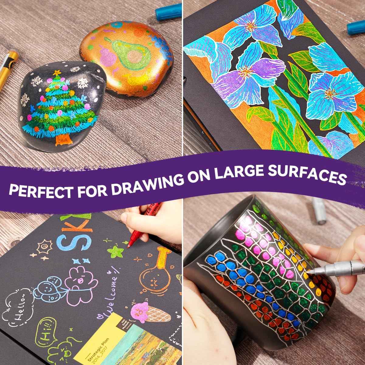 12 Color Super Golden Metallic Paint Marker Pens,Ultra Fine Point 0.7mm - TTpen