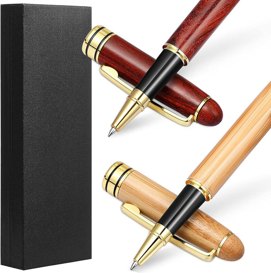 2 Pieces Bamboo Wooden Ballpoint Pen Handcrafted Rosewood Pens