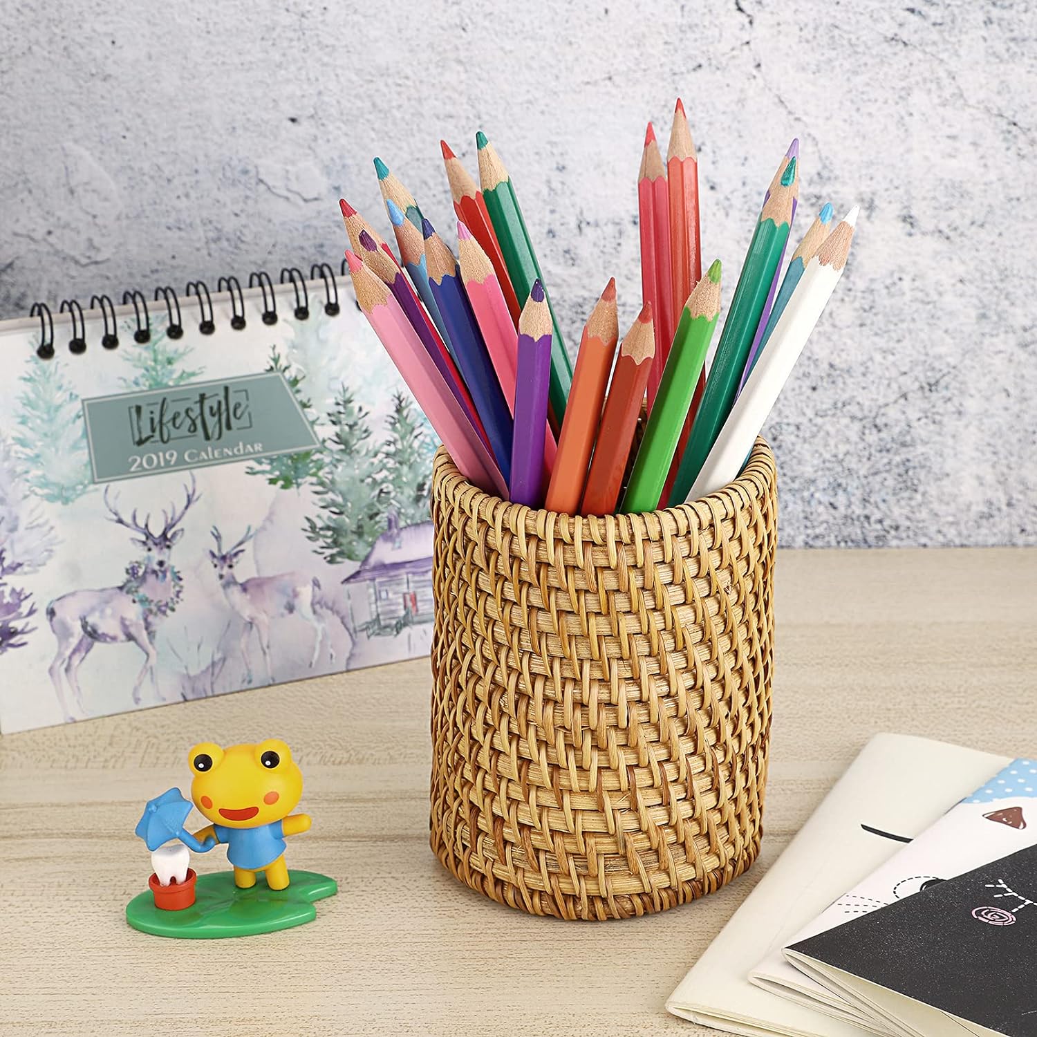 Rattan Pen Cup,Handmade Desk Pencil Holders