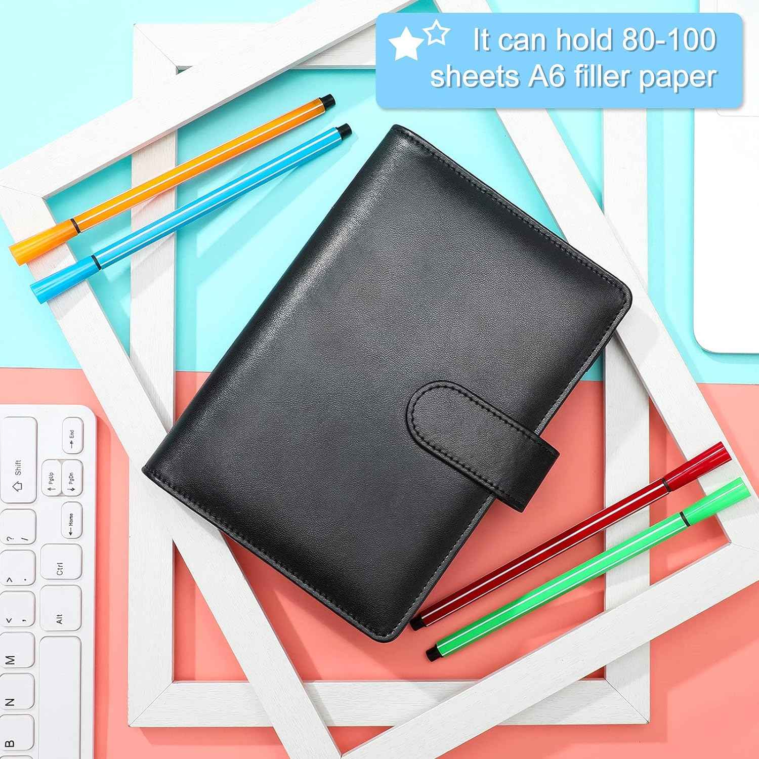 6Pcs A6 PU Leather Notebook Binder Cover with Magnetic Buckle Closure - TTpen