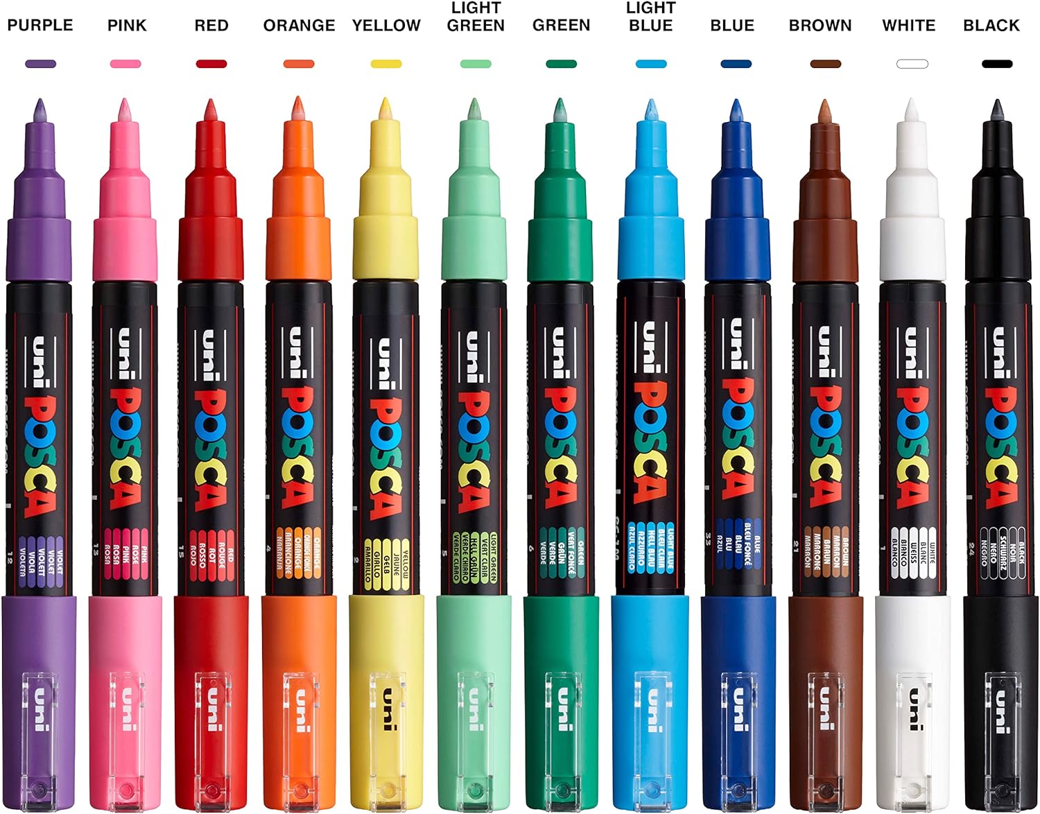 UNI POSCA PC-1M Acrylic Paint Markers,0.7mm Extra Fine Tip,12 Color