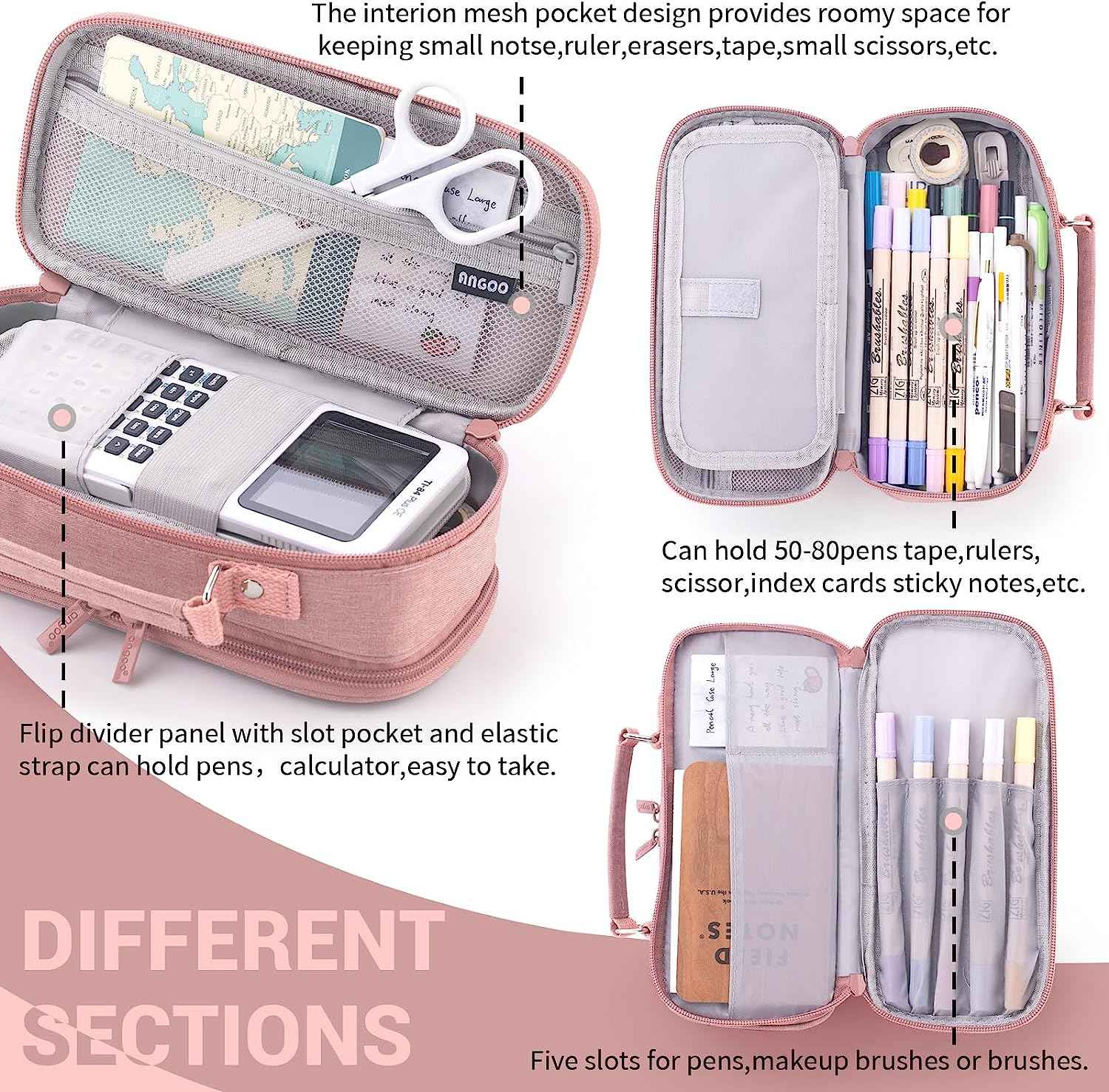 Large Capacity Pencil Case Double Zipper Storage Bag - TTpen