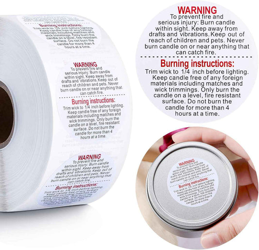 1000PCS Candle Jar Container Safety Warning Stickers Labels 1.5 Inch - TTpen