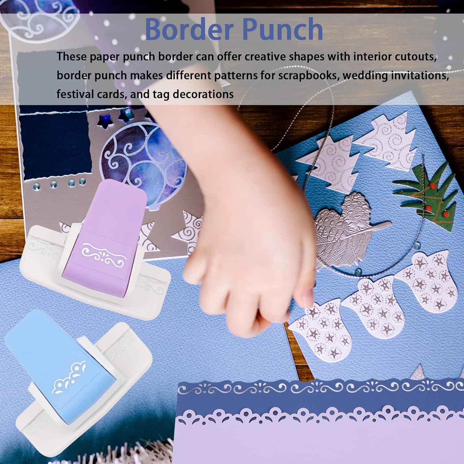 2 Pieces Border Punch for DIY Paper Crafts Scrapbooking Cards - TTpen