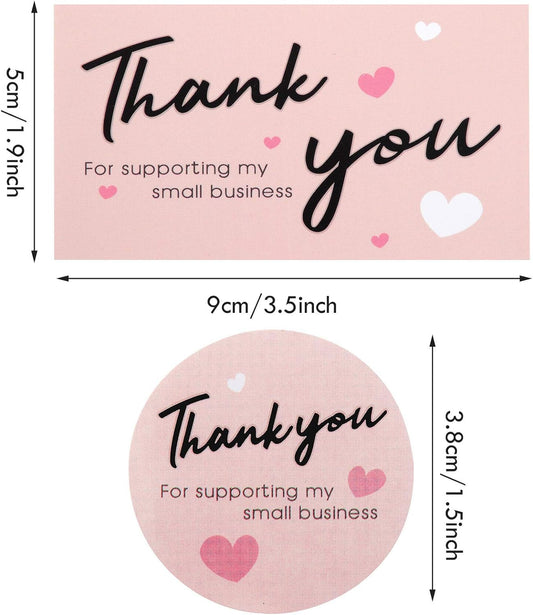 100 Pieces Thank You for Supporting My Small Business Card and 500 Pieces Stickers