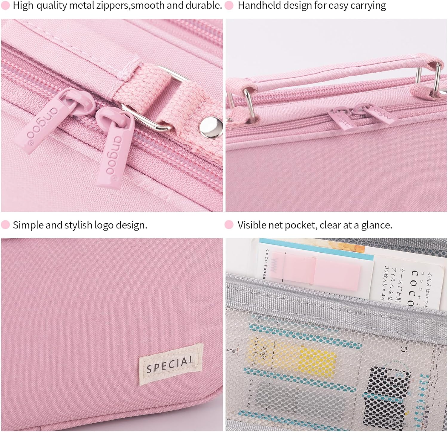 Large Capacity Pencil Case Double Zipper Storage Bag