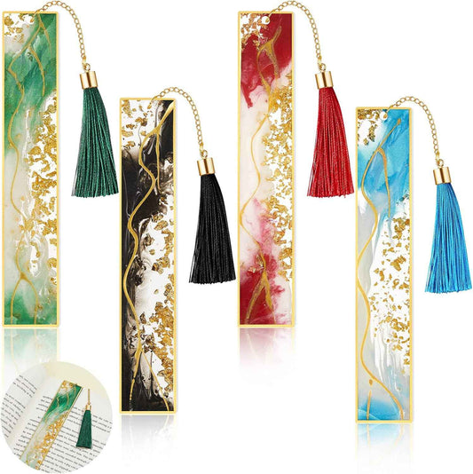 4Pcs Handmade Resin Bookmarks with Tassels - TTpen
