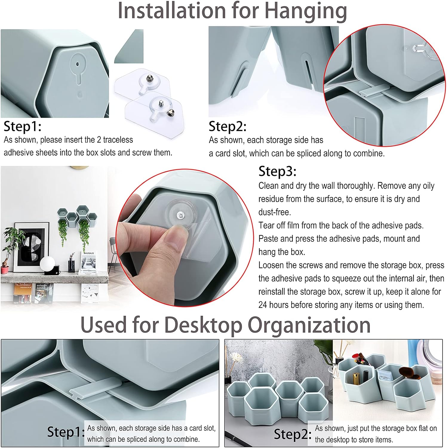 Hexagonal Creative Pen Holder Desktop Wall-Mounted