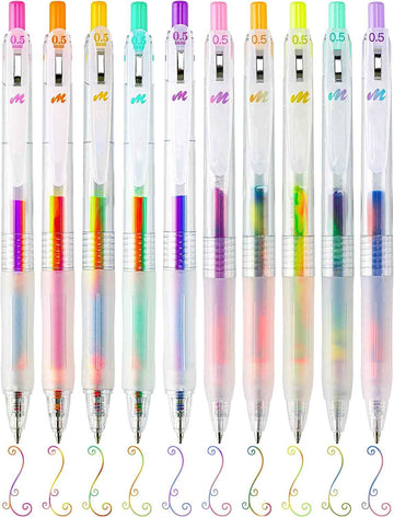 Retractable Magic Rainbow Color Gel Ink Pens 10-Pack - TTpen